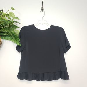Lulu's Sheer Striped Pleated Peplum Boxy Blouse Size Small
